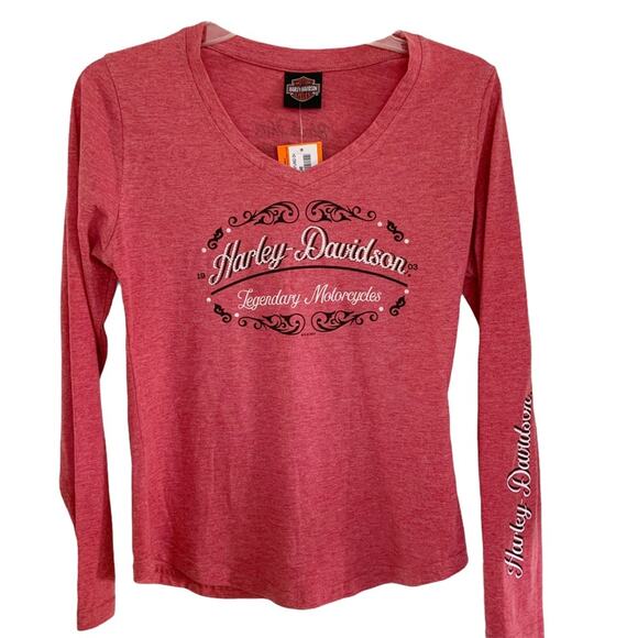 Harley-Davidson x Bravado Tops - Harley Davidson x Bravado Red V Neck Black Hills Tee Small NWT